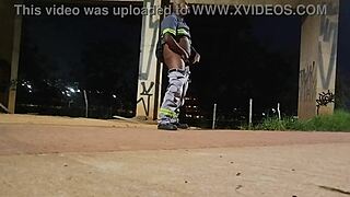 BLACK Uniform Street Masturbation Frenzy Explodes!