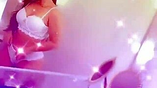 tanned brunette queen bee in sexy lingerie records steamy private videos