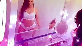 tanned brunette queen bee in sexy lingerie records steamy private videos