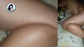 cheating wife sneaks early morning doggystyle pounding behind husband's back