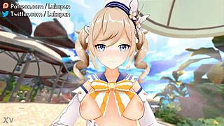 Barbara, ride cowgirl hard on Genshin beach animation?