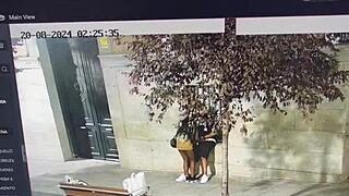 giving tender besitos kisses on throbbing penis in public outdoor street