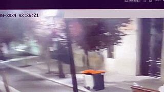 giving tender besitos kisses on throbbing penis in public outdoor street