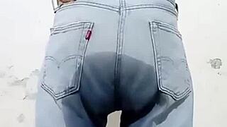 Pissing Pants in Cloth Diapers with Intense Orgasms
