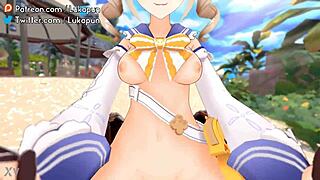 Barbara, ride cowgirl hard on Genshin beach animation?