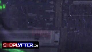 skinny latina shop girl bent over for rough deepthroat doggystyle gangbang cash sex