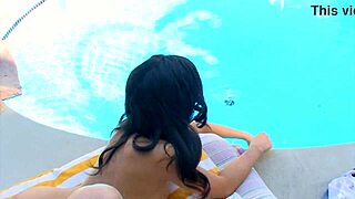 tia cyrus 19 yo cutie how's this poolside pov blowjob facial taste?