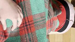 Shy Neighbor Teases with Hidden Cunnilingus Under Blanket to Orgasm?