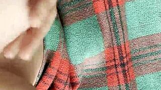 Shy Neighbor Teases with Hidden Cunnilingus Under Blanket to Orgasm?