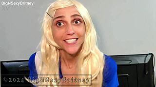 big sexy britney as cheerleader strips and teases in promo costume play