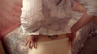 shy audrey alder sucks cock with blushing cheeks