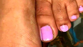 candid ebony wet soles up close hidden cam