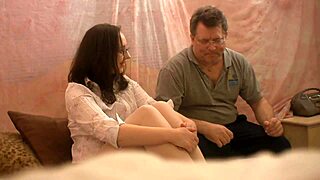 shy audrey alder sucks cock with blushing cheeks