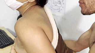 boss catches latina milf secretary riding cowgy to save her christmas job desperately