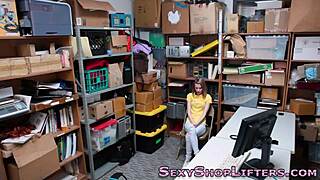 shoplifting teen 18+ caught and blasted with hot facial cumshot!