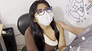 boss catches latina milf secretary riding cowgy to save her christmas job desperately