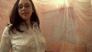 shy audrey alder sucks cock with blushing cheeks