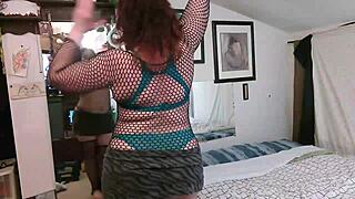 ohh stripping outta my blue bra thong fishnets with dirty talk kisses