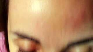 Innocent brunette stepsis gives sloppy pov blowjob cumshot facial