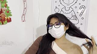 boss catches latina milf secretary riding cowgy to save her christmas job desperately