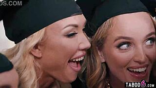 Milf graduation bash explodes into wild reverse gangbang orgy frenzy