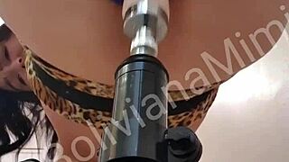 Latina's tight pussy machine fucked to squirting orgasms