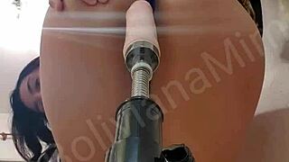 Latina's tight pussy machine fucked to squirting orgasms