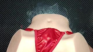 Intense Anal Pounding Candy in Red Thong with Pompon