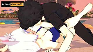 Cat Girl Gets Fucked Rich On Beach