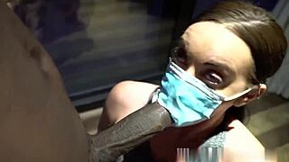 masked whores deepthroat suck TWO COCKS social distancing