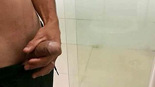 skinny babe jerks monster cock to massive cumshot explosion!