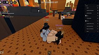 Huge futanari cock towers over her, dominating with relentless thrusts into pussy and ass in fierce lesbian power play.