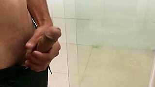 skinny babe jerks monster cock to massive cumshot explosion!