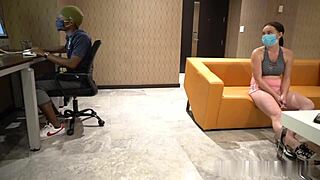 masked whores deepthroat suck TWO COCKS social distancing