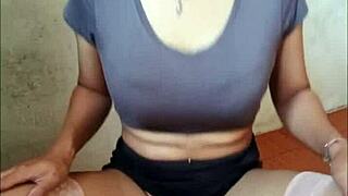 Shemale Savagely Rides Dildo After Wild Masturbation