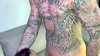 Sexy Tattooed Brazilian Takes Cock Deep in Her Pussy