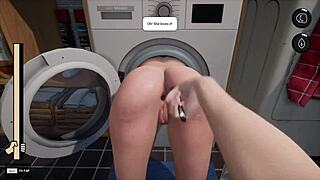 horny milf trapped in washing machine begs for rough machine fuck