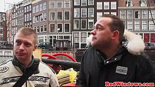 SLUTTY DUTCH HOOKER BLOWS AND JERKS PIERCED COCK COWGIRL RIDE