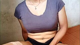 Shemale Savagely Rides Dildo After Wild Masturbation