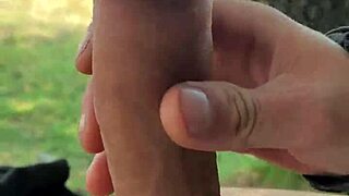 pulling pants down flashing my monster cock outdoors