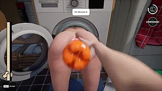 horny milf trapped in washing machine begs for rough machine fuck