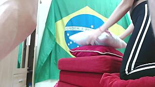 Virgin Asian Student Screams Pregnant from Big Brazilian Cock Break-In!
