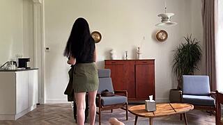 hot milf teases with big tits riding big cock on bed