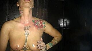 jezebelle bond fingers her big tits in steamy solo shower