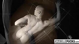 jezebelle bond fingers her big tits in steamy solo shower