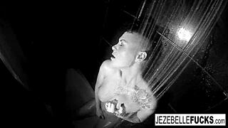 jezebelle bond fingers her big tits in steamy solo shower