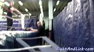 Wrestling Babes Clash, Shaking Big Asses In Close-Up Catfight