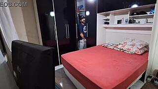 Blindfolded wife submits to husband friend in bedroom cuckold