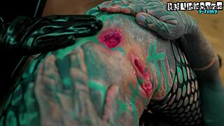 Goth lesbians fist deep anal squirt wildly gaping in latex skirts heels tattoos