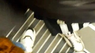 latina grabs my cock hard after i grind her ass in public real homemade